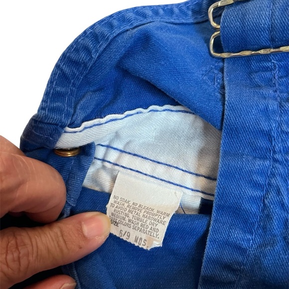 Vintage 80s Osh Kosh b’Gosh Blue Vestbak Shortalls Overalls Shorts 6-9 months - Picture 4 of 4